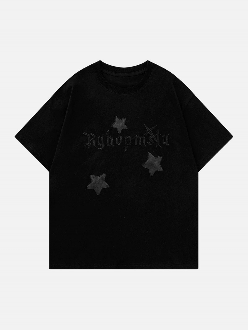 Abricot  T Shirts Aelfric Eden Star Letter Embroidery Tee - AED-8371834